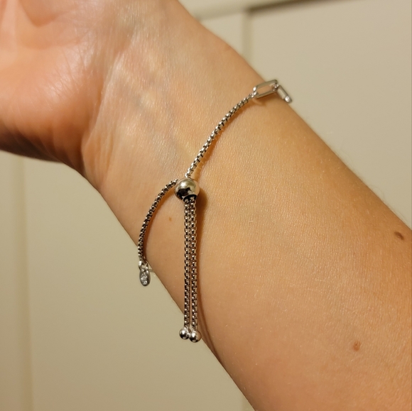 Sterling Silver Adjustable Paperclip Bracelet - Slider bracelet - Picture 4 of 4